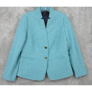 Talbots Blazer 12 Wool Jacket Office Career Preppy Academia Button Lined Aqua